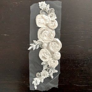 Silk dupioni rose and rhinestone pin brooch bridal